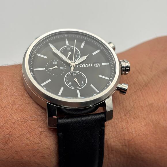 Fossil Rhett BQ2849 Men’s 42mm Black Dial Multifunction Quartz Leather Straps - Picture 15 of 15